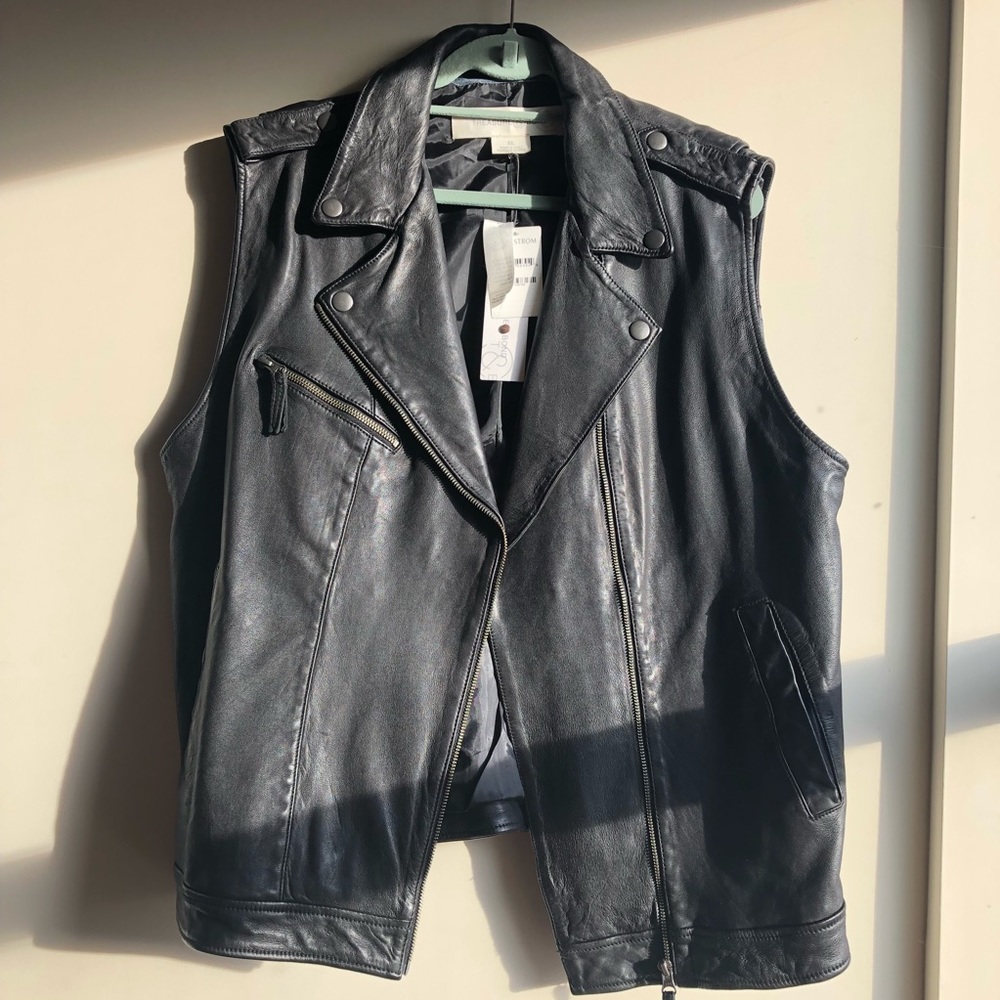 NWT Treasure & Bond Genuine Leather Moto Vest